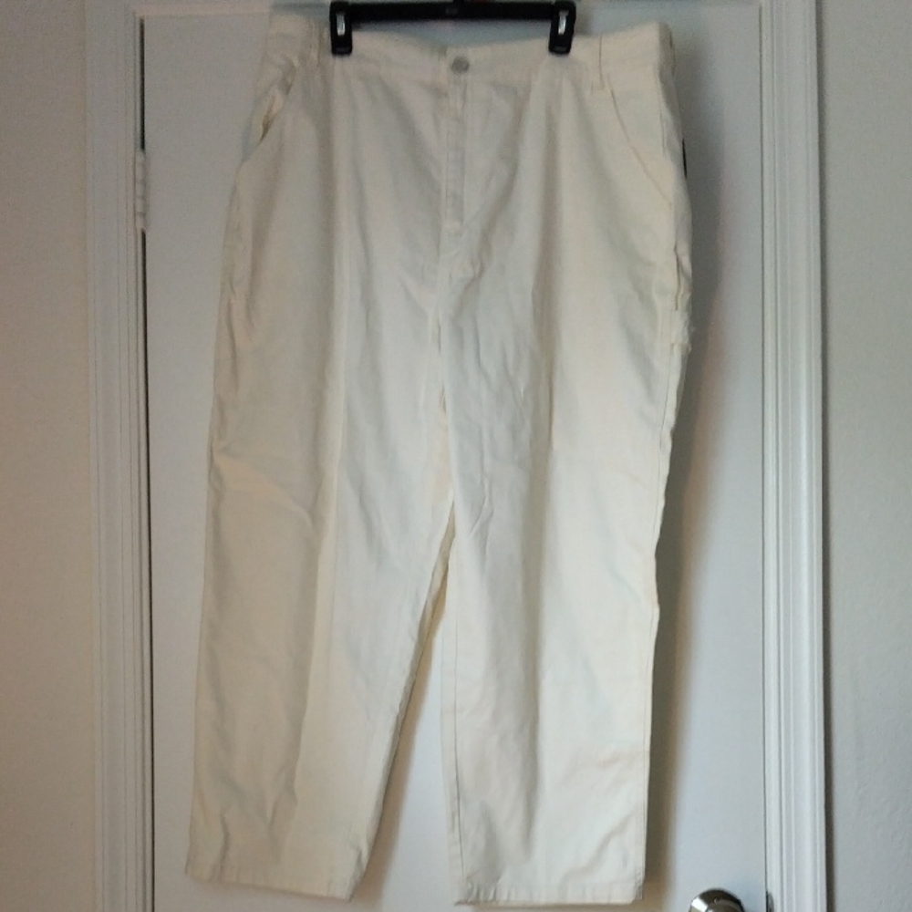 Forever 21 Cream Wide Leg Carpenter Pants